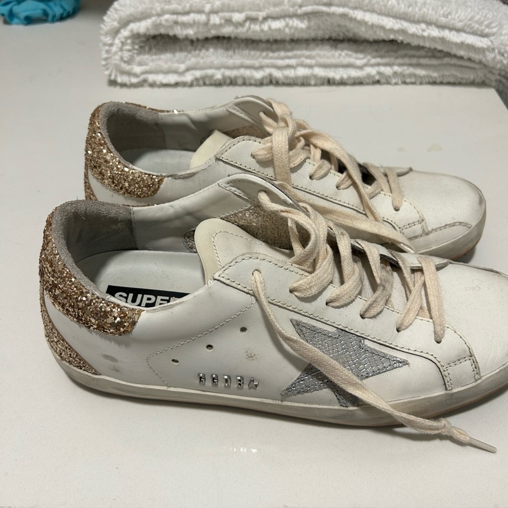 Golden Goose silver and gold glitter sneakers- women size 39- worn 3 times